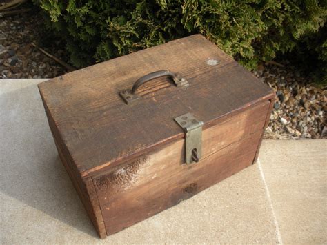 Antique Wooden Box With Handle 